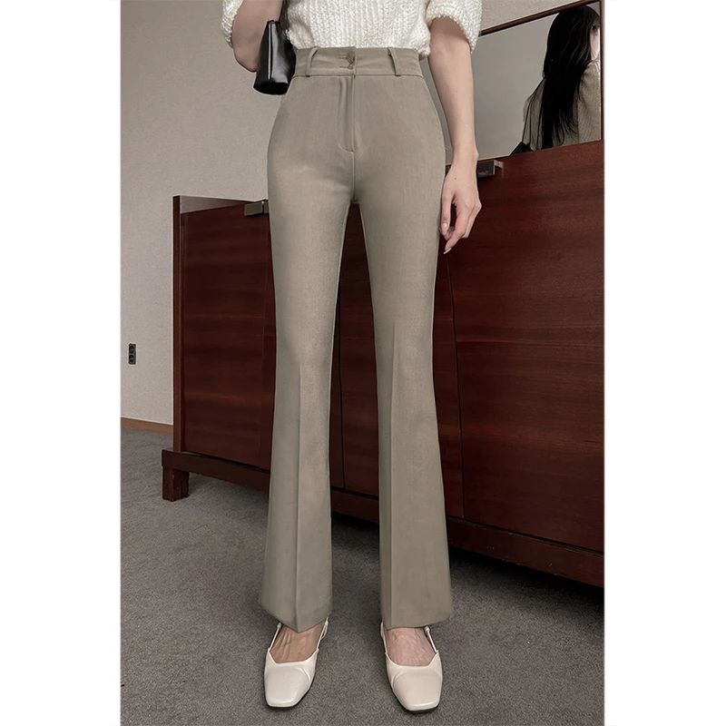 微喇西装裤子女2025新款爆款高腰垂感休闲裤小个子显瘦喇叭西裤子