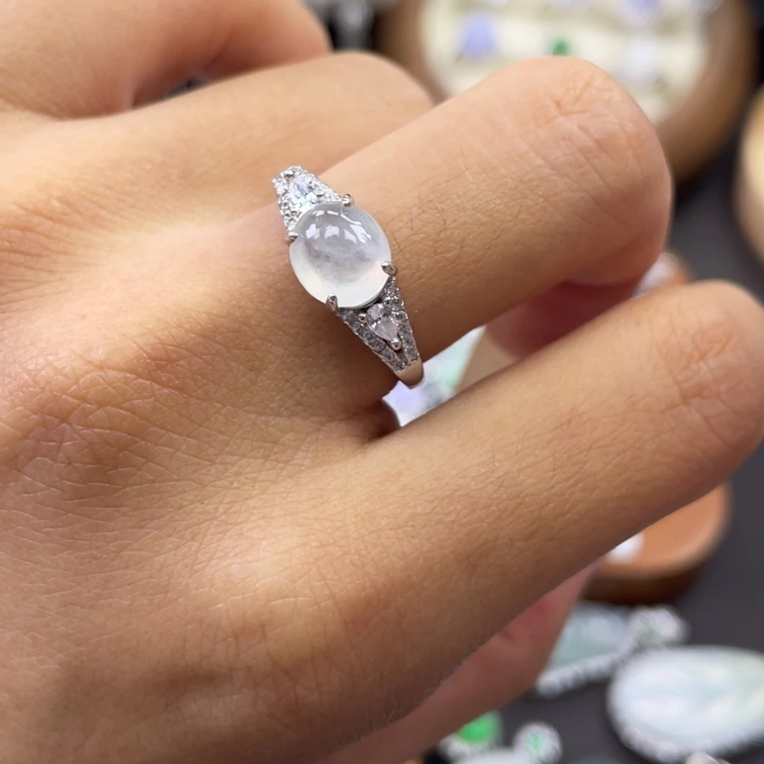 银S925镶嵌戒指翡翠戒指