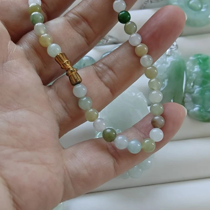翡翠未镶嵌手链多宝米珠
