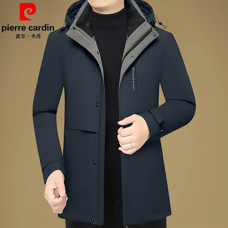 皮尔卡丹男士羽绒服2024冬季新款男款羽绒服中长款男式保暖外套