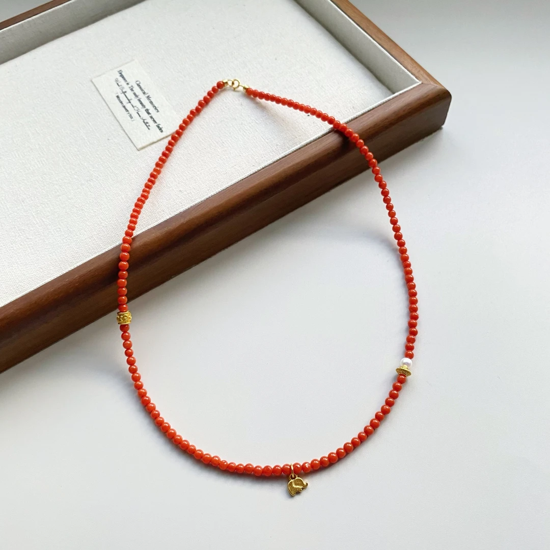 珍氏珠宝天然淡水珍珠项链女 新中式南红小众复古百搭颈链（炽阳）