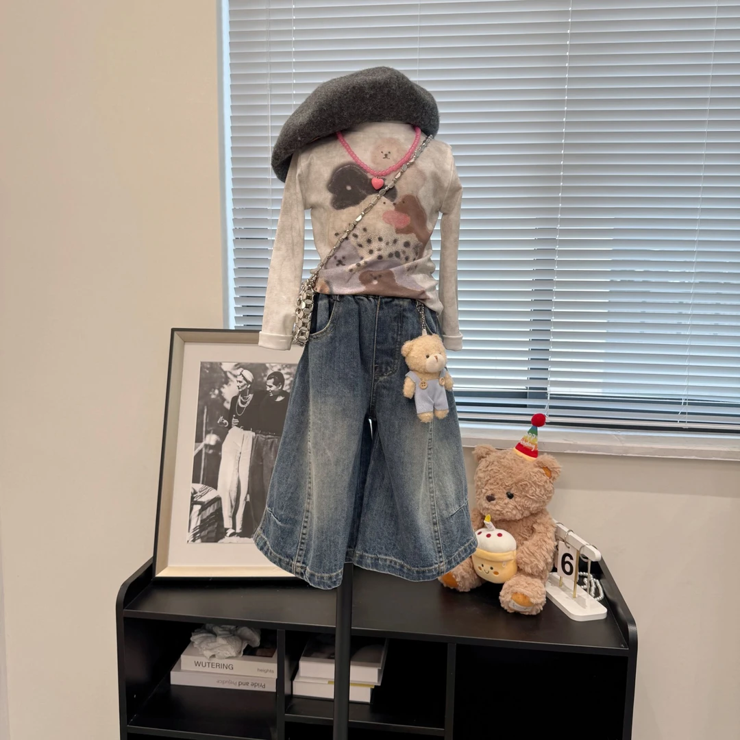 女童秋季卡通上衣洋气屁帘阔腿裤套装Q5-110/Q5-73/Q5-88