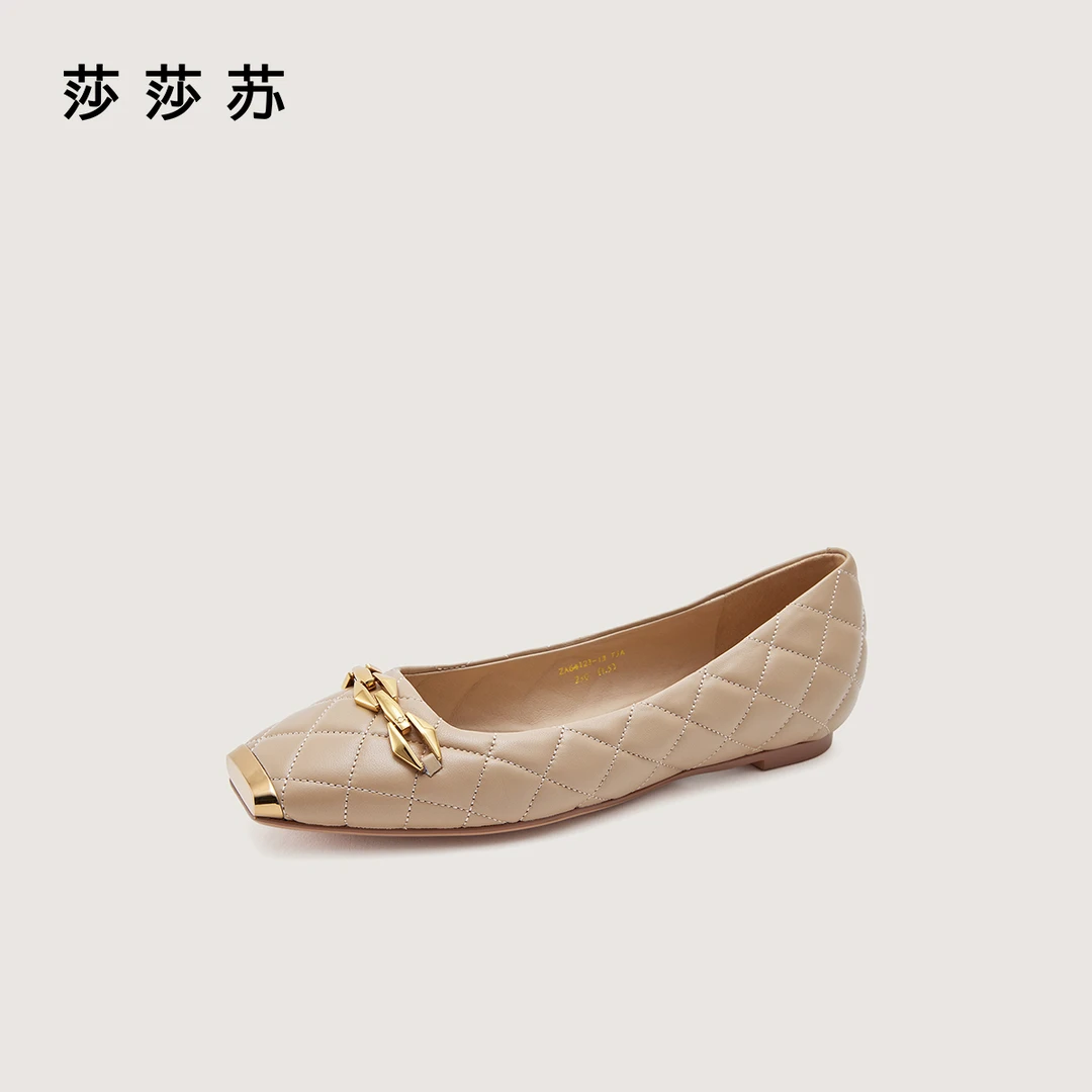 [职场芭蕾]莎莎苏雅丹风时尚通勤百搭小香风平底女单鞋ZA64123-13