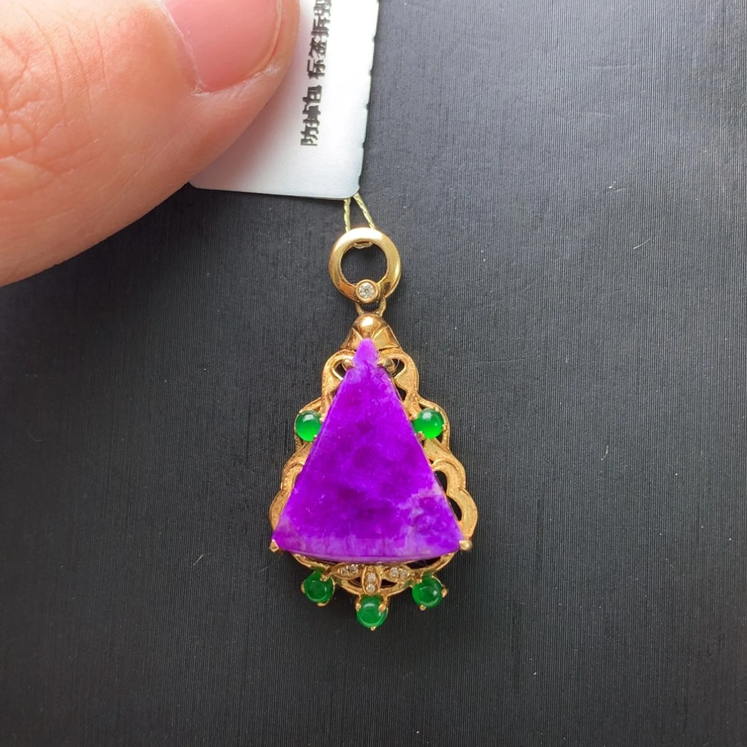 苏纪石（舒俱来）18K金镶嵌吊坠