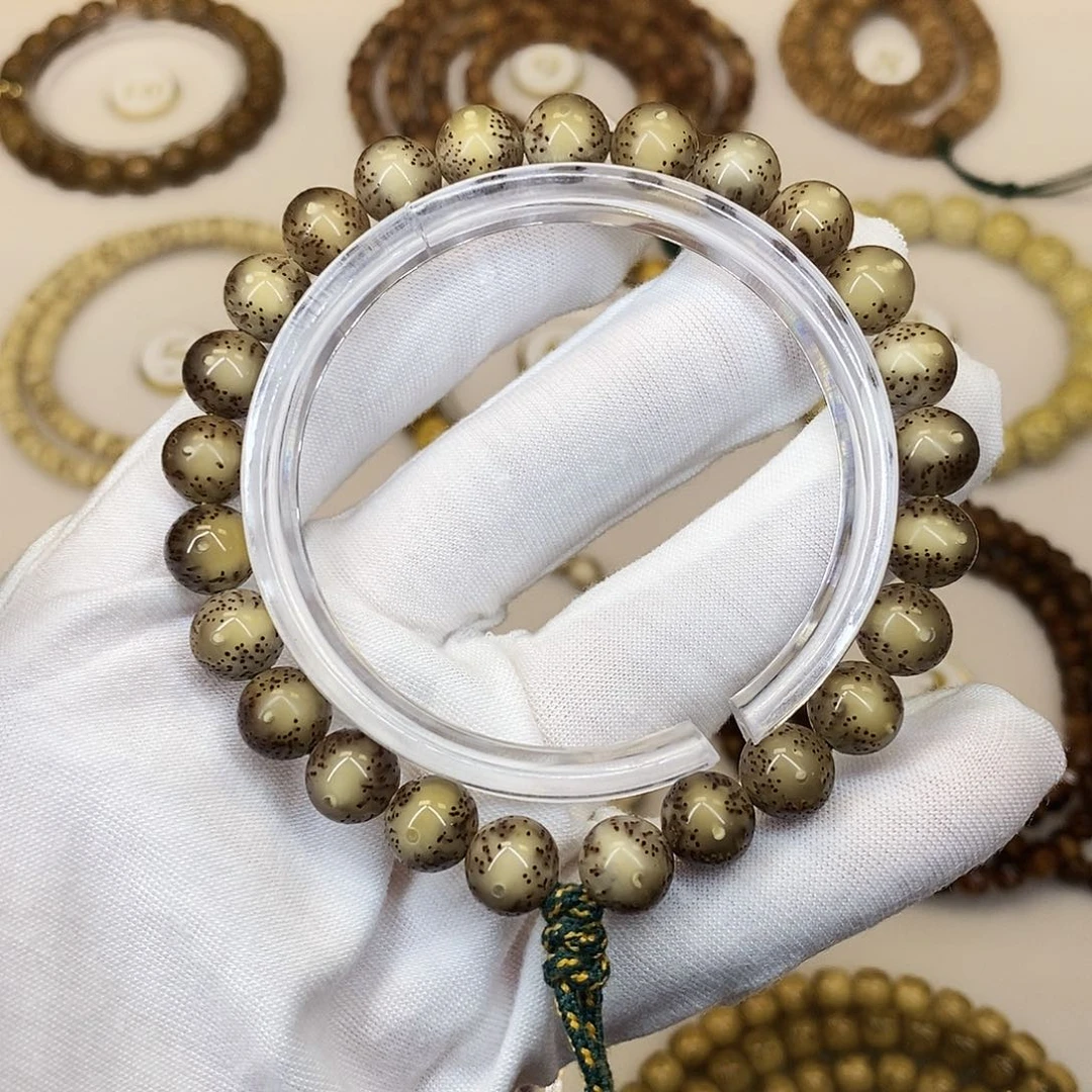 手串星月菩提头条9圆石玉冰糖大眼睛黄金铜