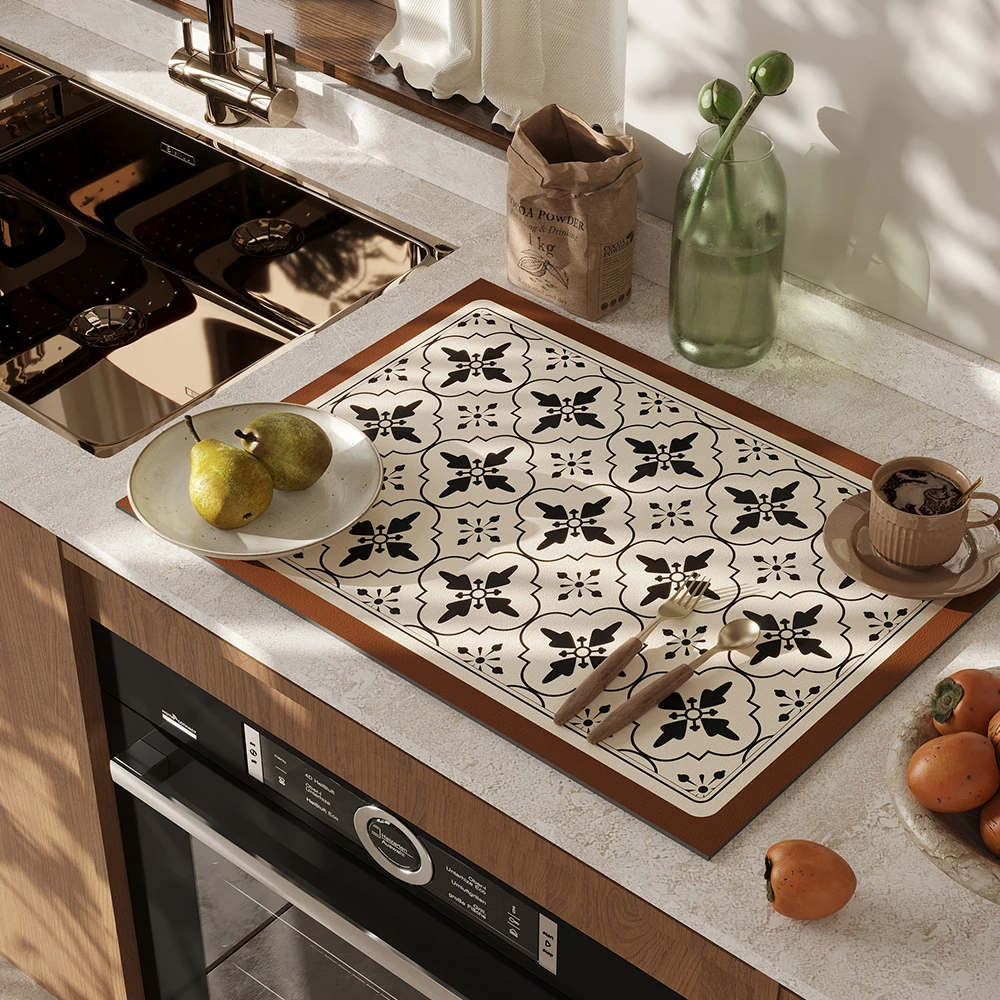 厨房沥水垫洗手台面垫子碗筷吸水速干防滑防烫隔热垫硅藻泥软垫