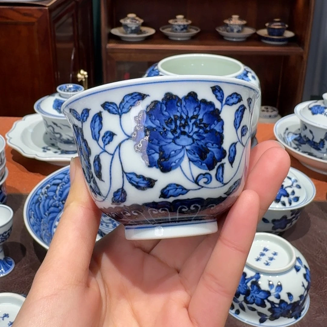 青花雯华堂手绘杯杯