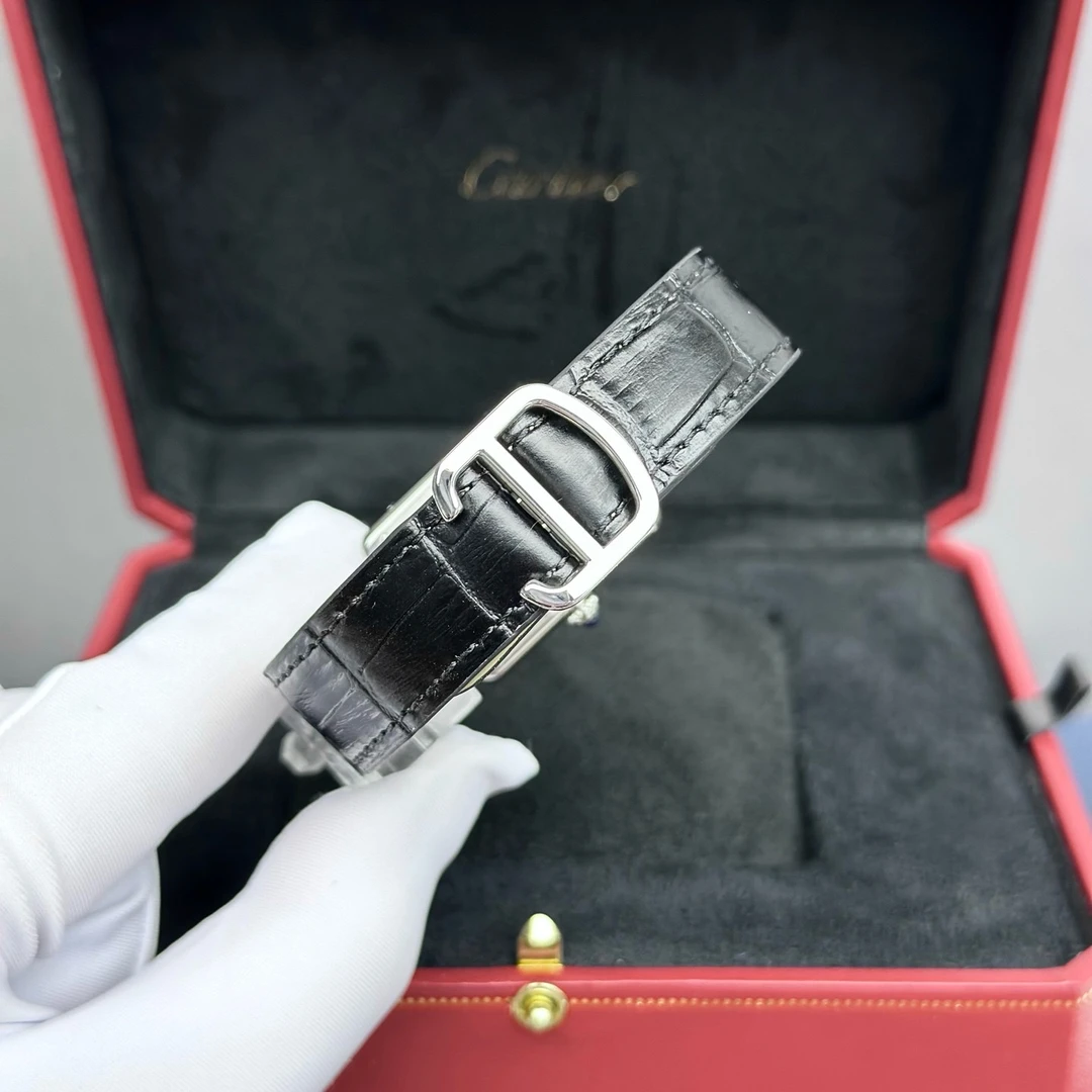 99新 Cartier/卡地亚 W5200005坦克小号精钢白盘皮带全套2015.11