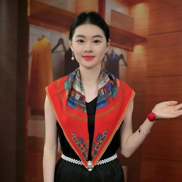 【彩绘坛城 磁吸扣】70*70花萝方巾70cm女士百搭围巾国风9月1