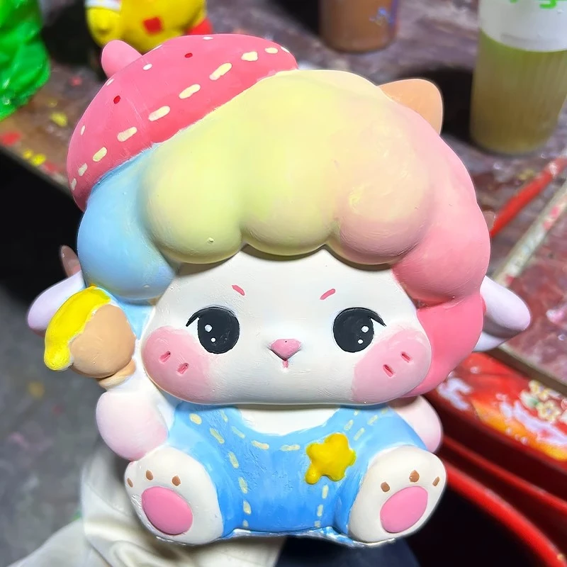 网红款3D立体大号小羊石膏娃娃手工DIY白胚涂色益智儿童玩具摆件
