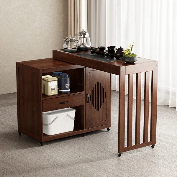 【旭筑】(一米款）可移动茶柜新中式家用阳台茶桌泡茶台桌整套茶边几