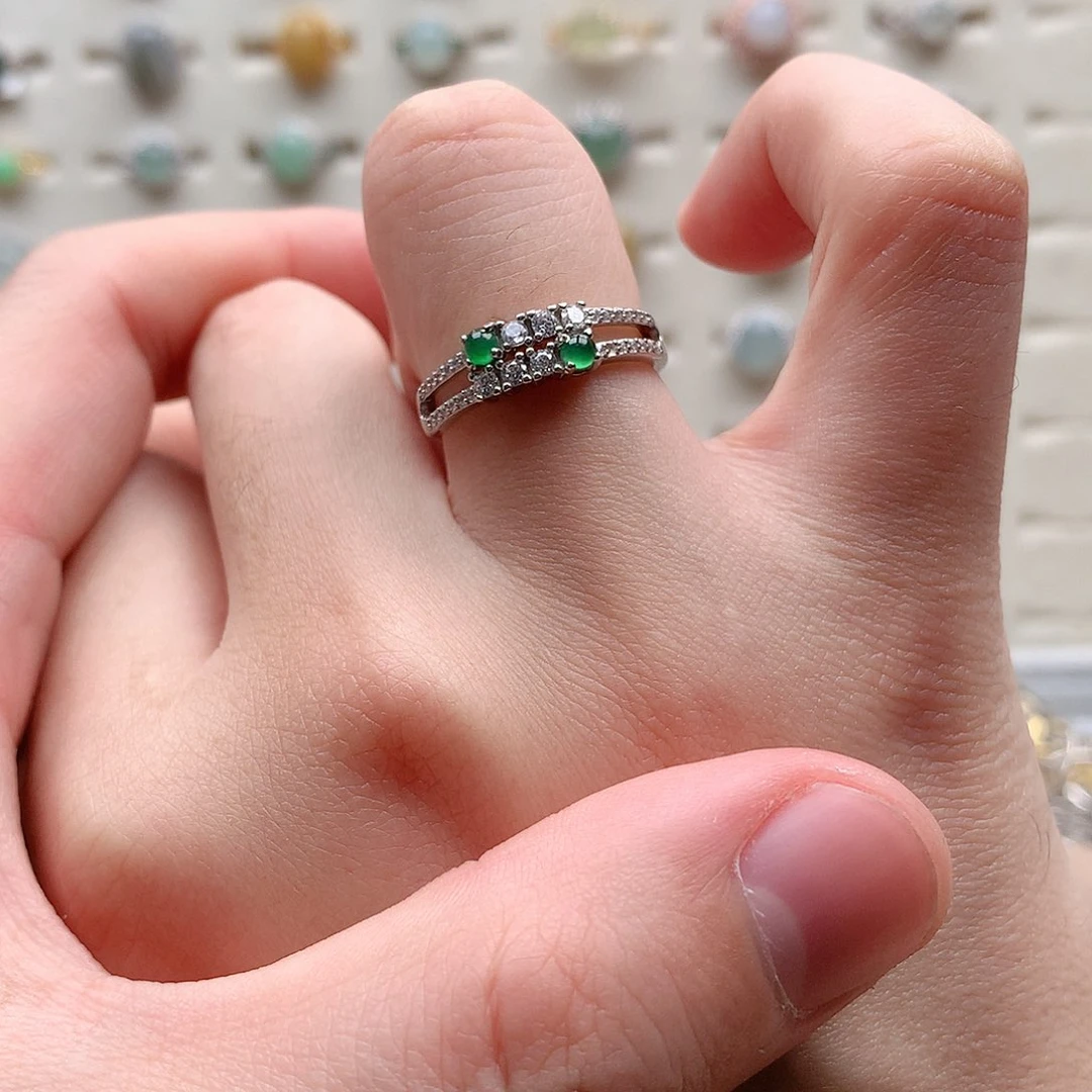 翡翠戒指银S925镶嵌0032