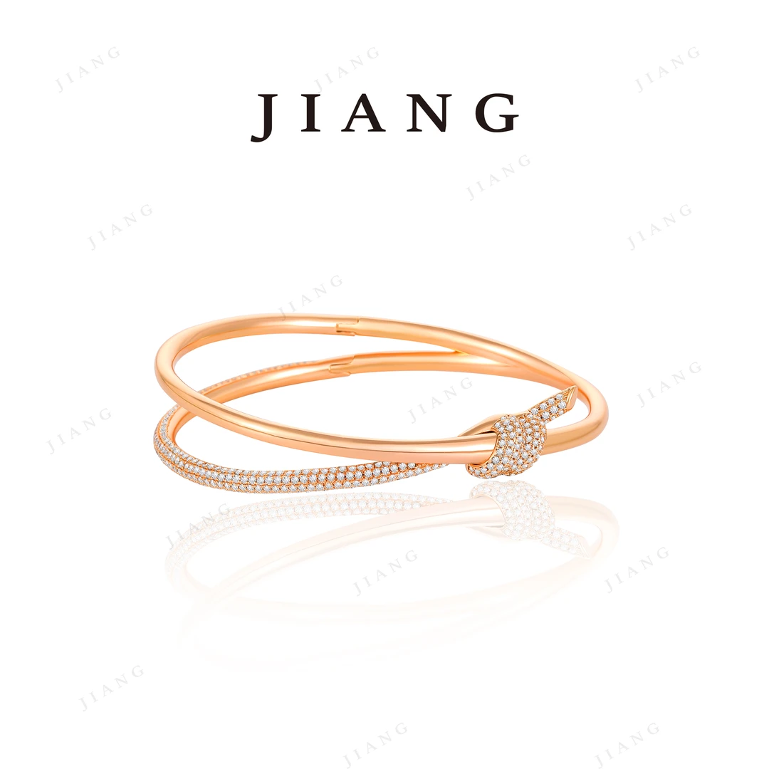 铜合金合成锆石手镯 CNC精工 绳结满镶手镯 B2034