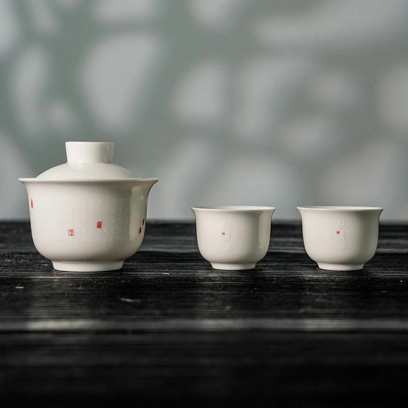 【小魏大咖上新】白堆弘一观自在大盖碗3件套高档中式品茗杯茶具HF