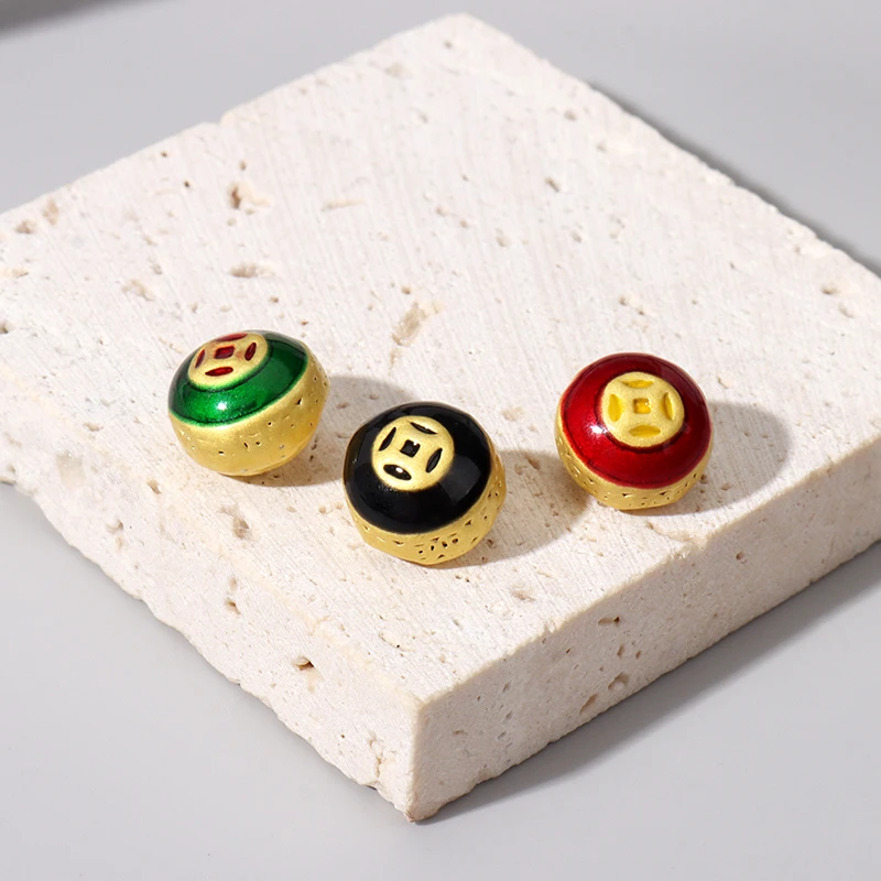 景泰蓝珐琅色金币图案旗袍盘扣圆珠中式暗眼茶艺唐装扣子