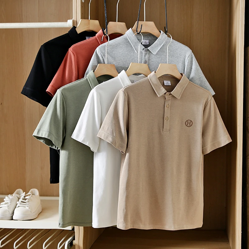线下500+男士棉质短袖休闲百搭纯色翻领T恤透气开衫潮流POLO衫