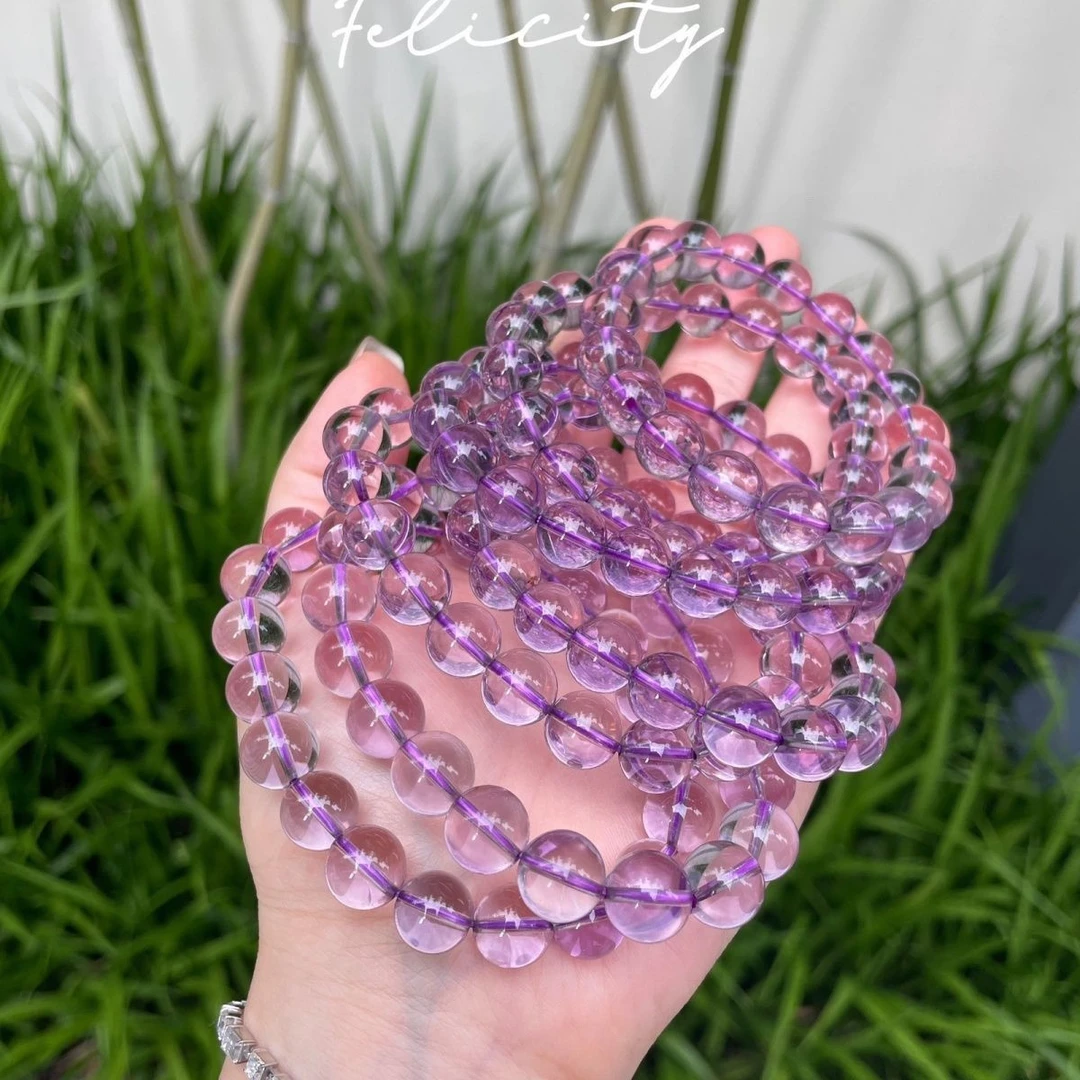 玻利维亚紫水晶手串单圈紫色礼物时尚饰品8mm