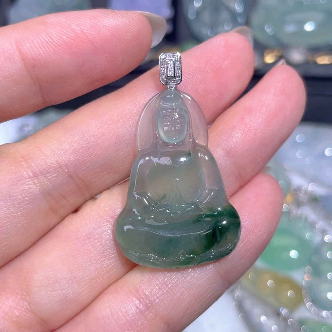 颈饰18K金镶嵌翡翠翡翠