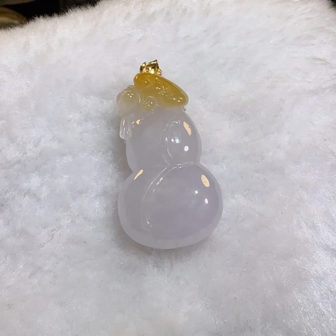 翡翠18K金镶嵌吊坠(不含链)葫芦吊坠