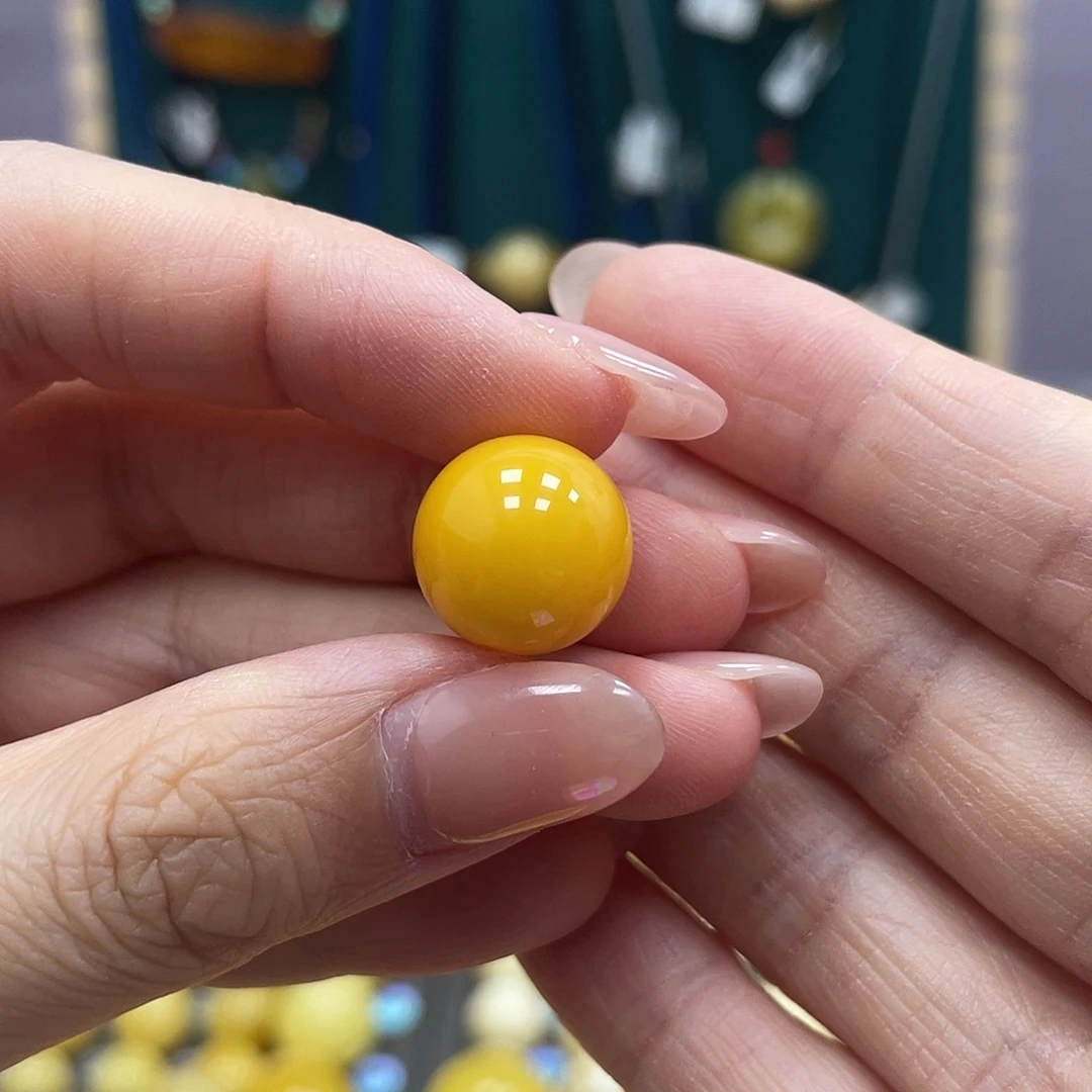 未镶嵌蜜蜡裸石13.3mm圆珠