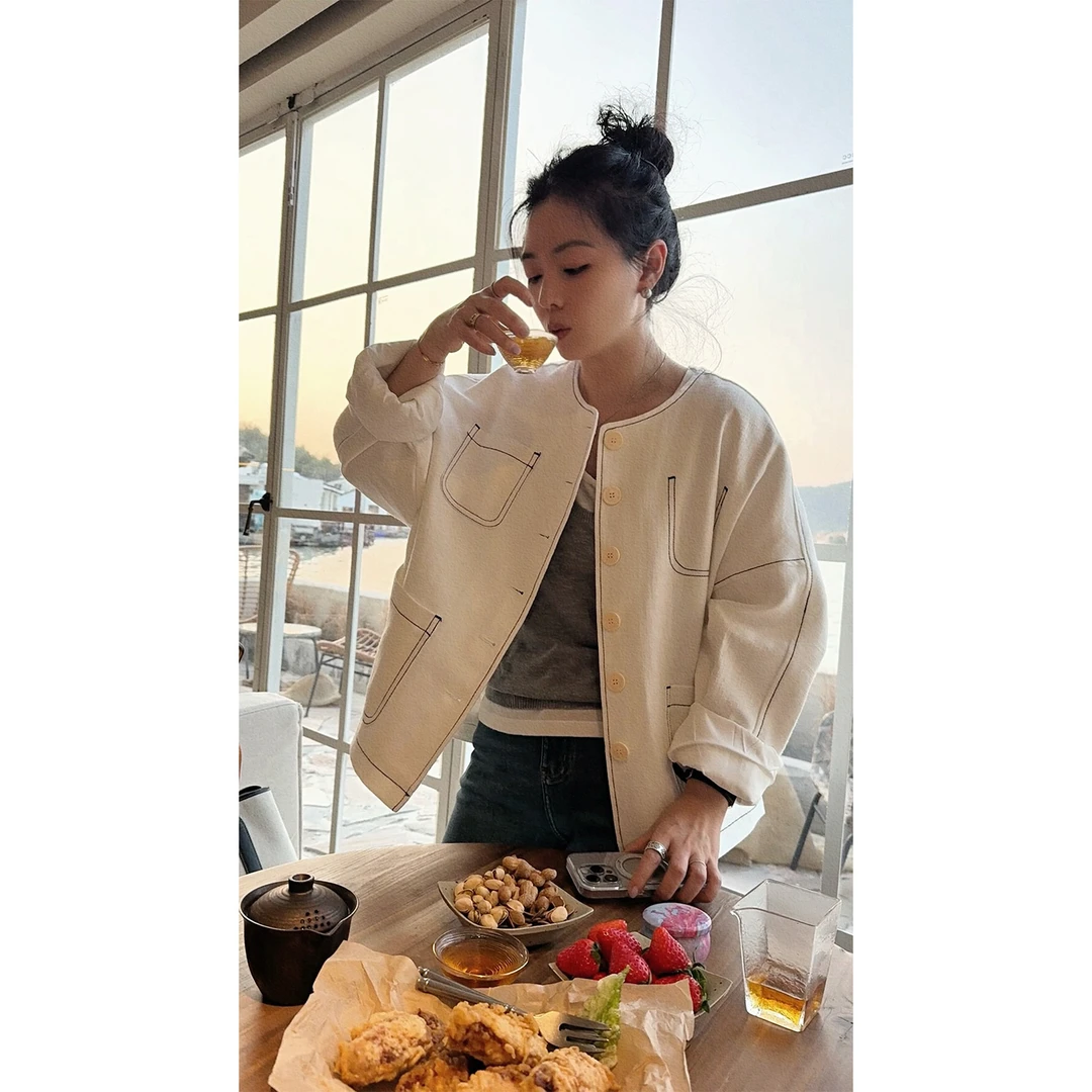 苏安家｜老钱苎麻 明线拼接极简设计感春夏纯苎麻外套