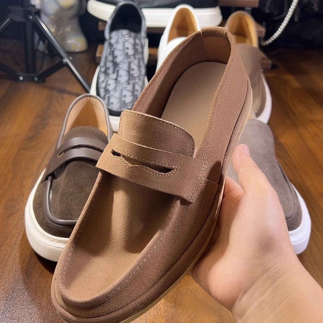 磨砂皮一脚蹬乐福鞋全真皮