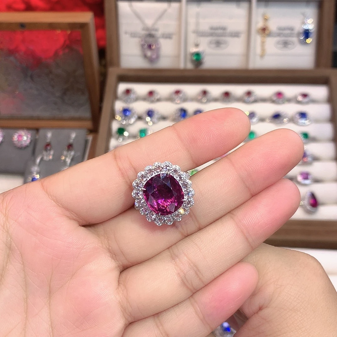 碧玺18K金镶嵌戒指6.7ct/七天无理由