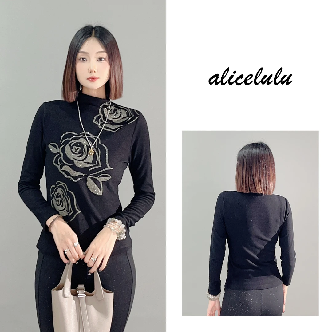 3 ALICE “浓情玫瑰”打底衫 优雅浪漫 弹力显瘦 S2140641U