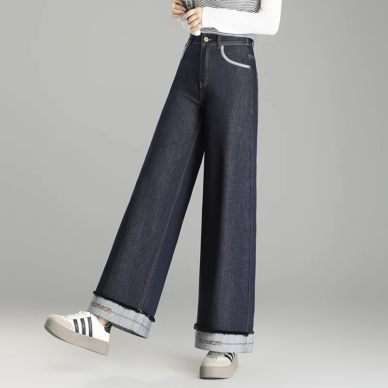 2025春季新款宽松牛仔阔腿裤女裤子独特超好看美式复古高级感长裤