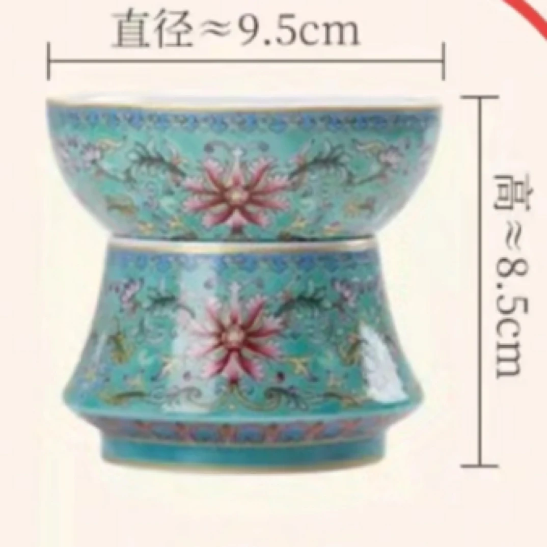 松石绿釉宫廷风复古创意茶漏过滤茶隔滤网家用珐琅彩茶道陶瓷器