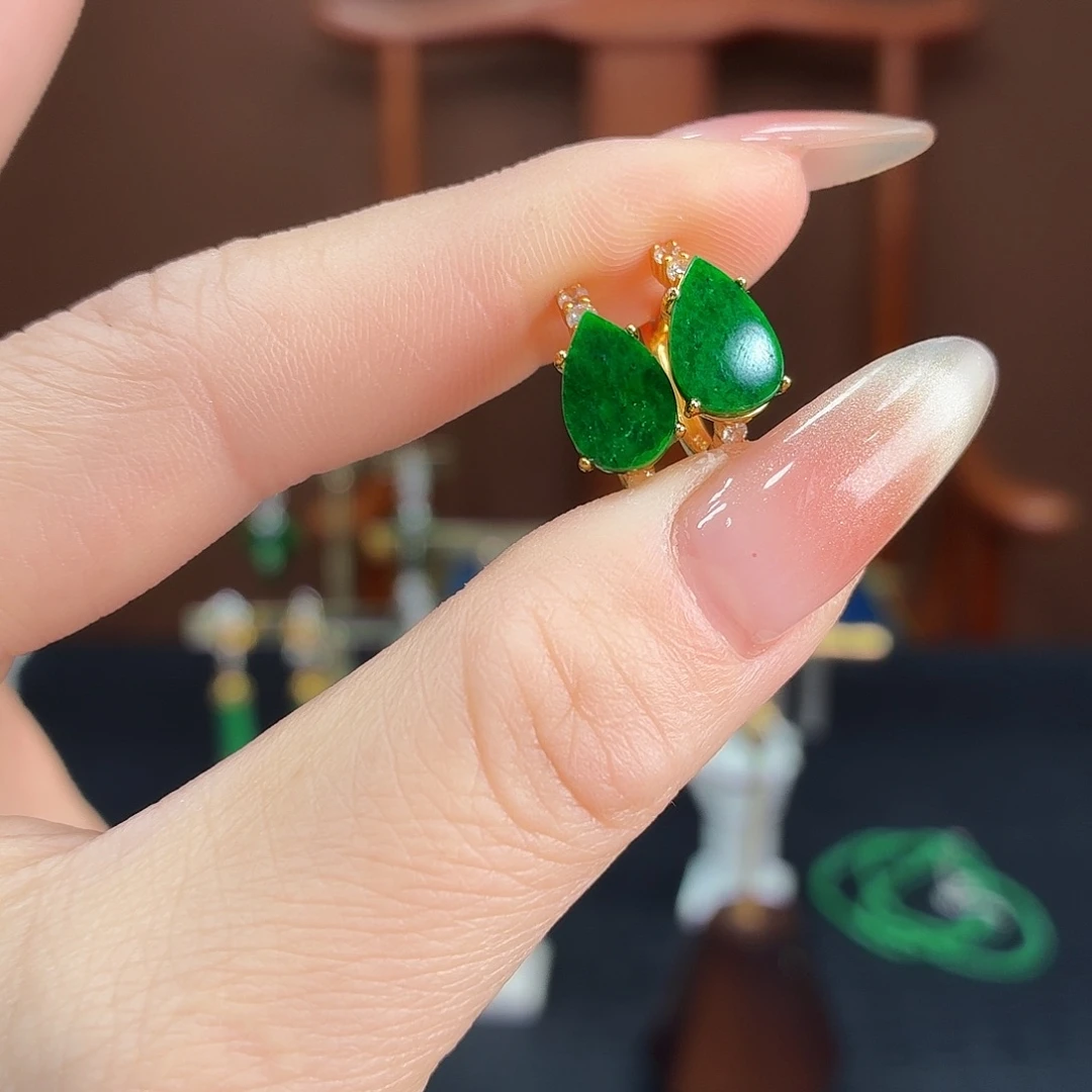 翡翠银S925镶嵌耳饰