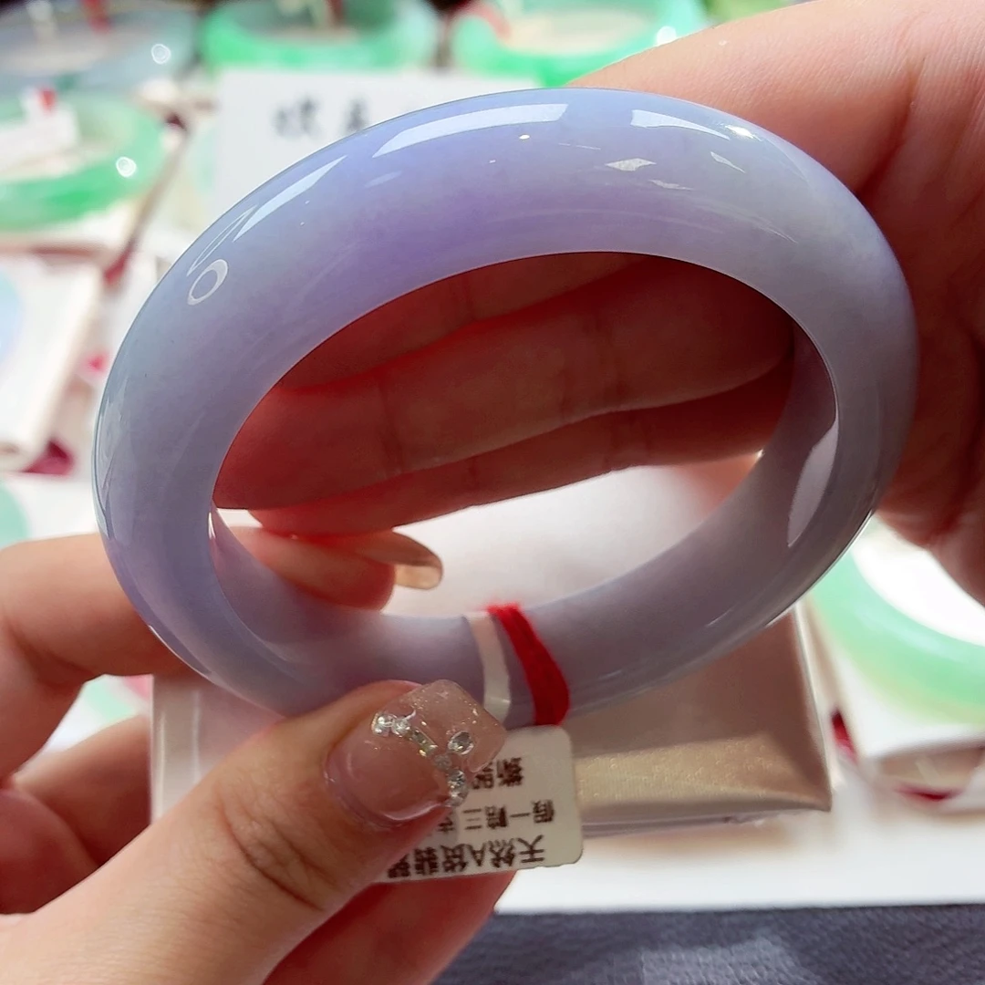 翡翠未镶嵌手镯满圈冰紫色88-30