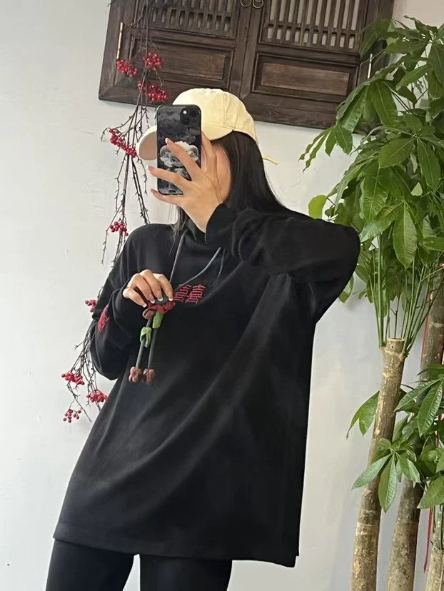 半高领刺绣打底卫衣绒衫1873159