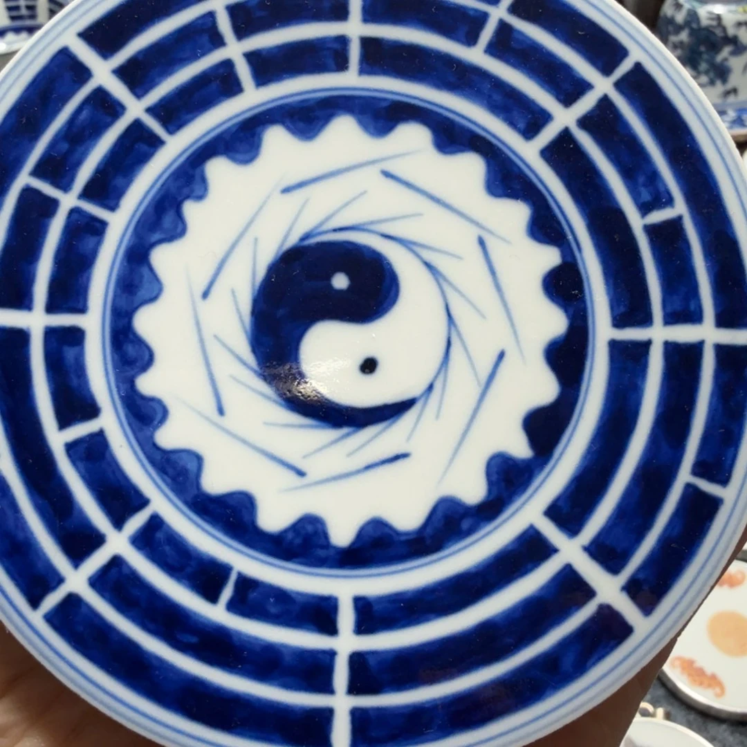 陶摆件青花杯垫一个