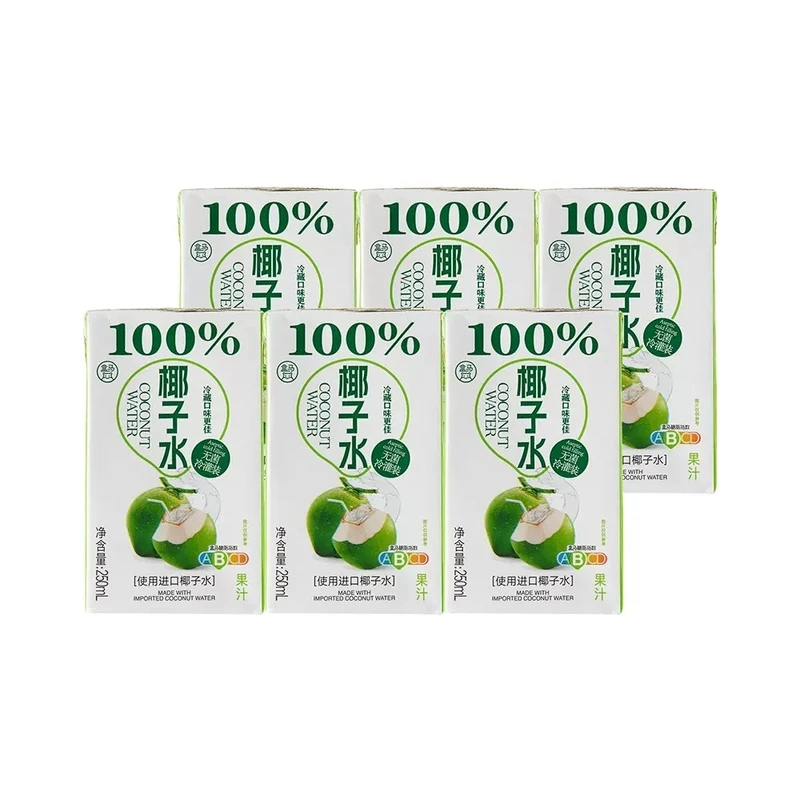 盒马代购 250ML*6 椰子水椰汁泰国进口原味纯椰青水0脂肪果汁