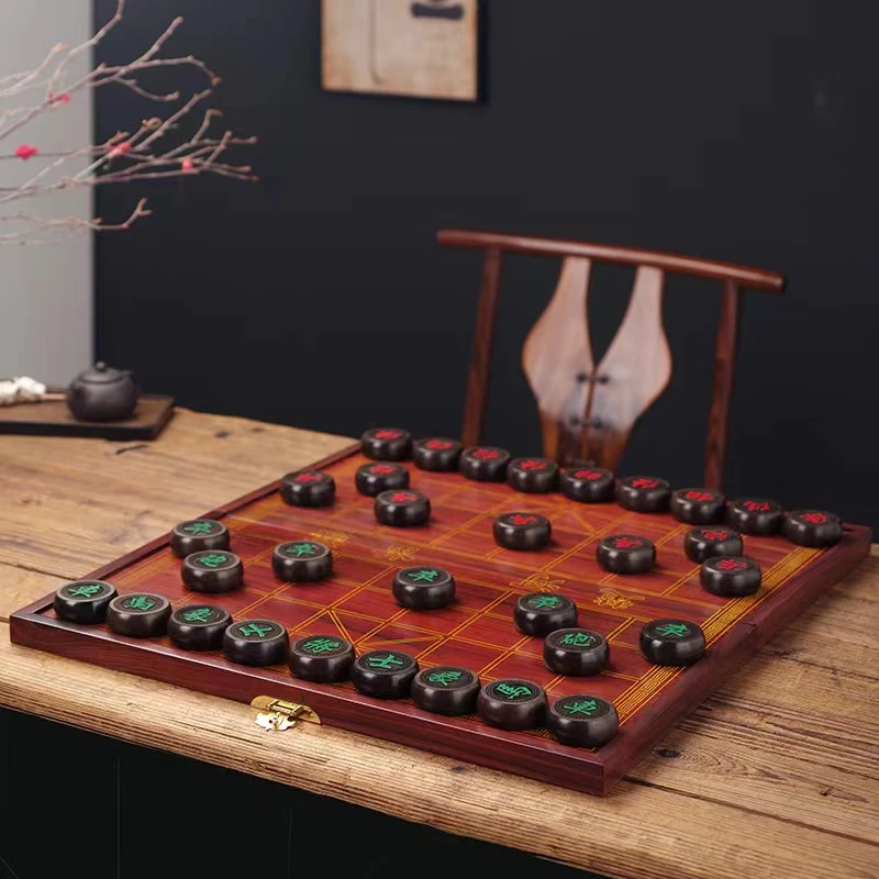 木观园正宗非洲紫檀实木折叠棋盘高档红木中国象棋大号礼品