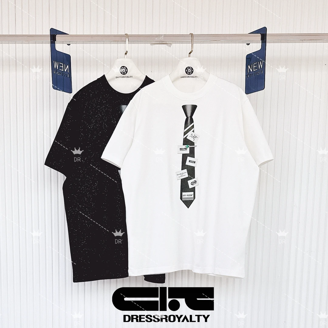 DRESS ROYALTY-XK-潮标呔T恤宽松重磅纯棉小众设计夏季上衣-D0968