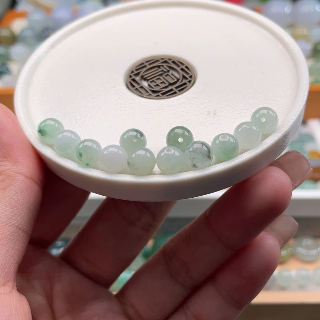 散珠翡翠天然缅甸翡翠a货一组6+