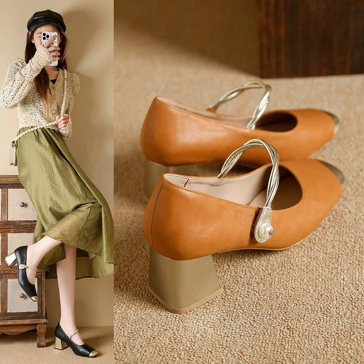 【旗舰正品】玛丽珍单鞋女款2025春秋新款方头粗跟新中式国风汉