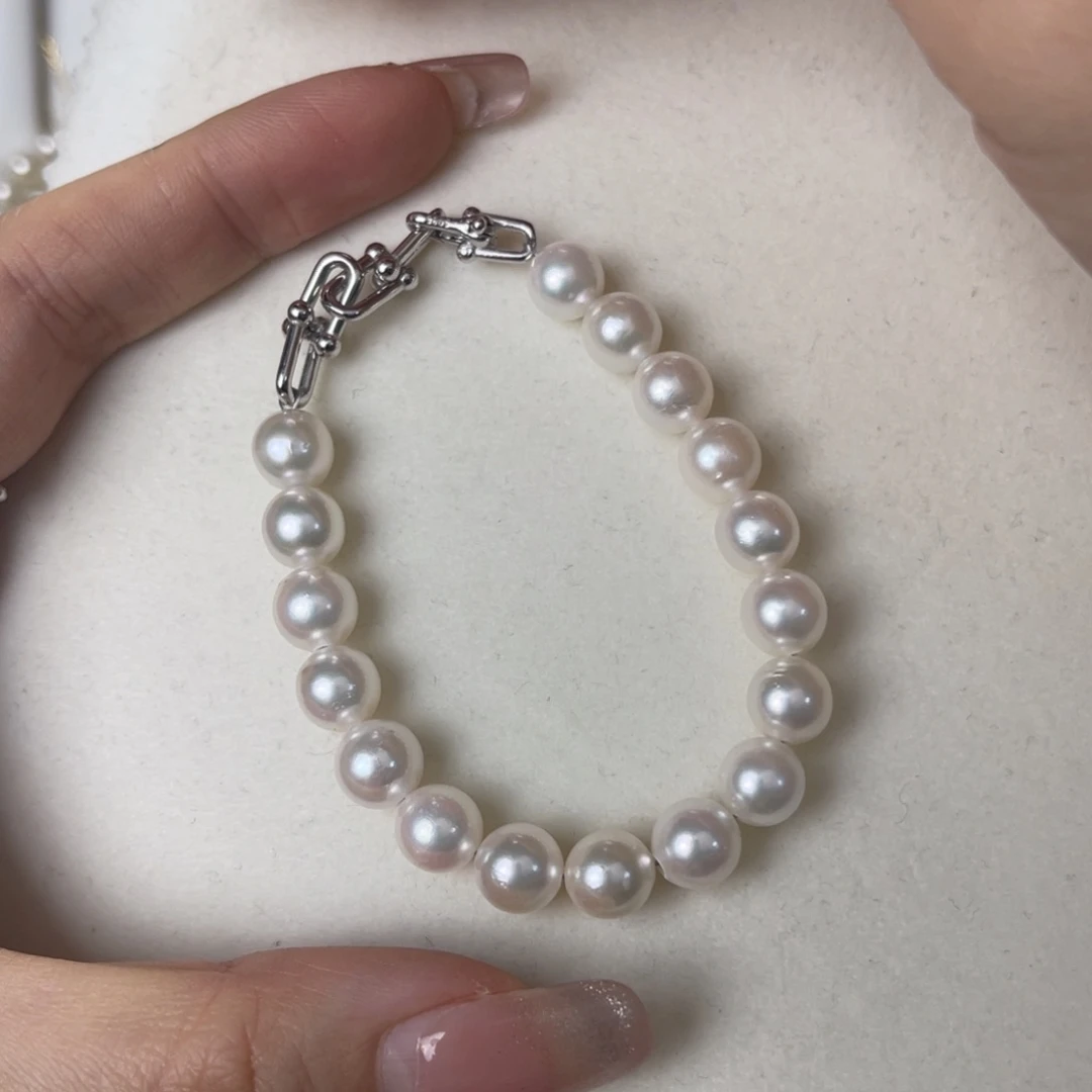 海水珍珠手链银S925镶嵌