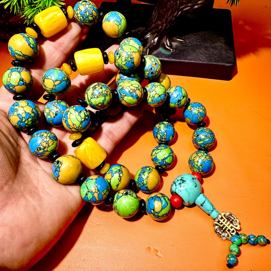 七彩玄珠——多彩玄圆时尚百搭圆珠项链毛衣链无礼盒卡18mm-E069