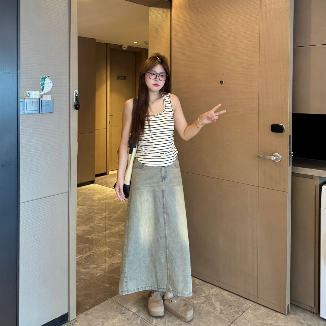 盈盈&南岛风大码女装条纹显瘦百搭背心女夏季胖mm宽松吊带ZYY1964