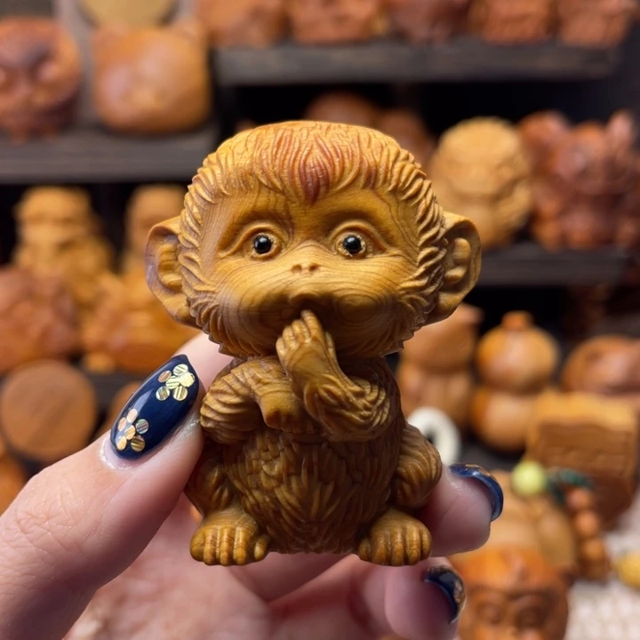 不***锅柏木（崖柏）可爱小猴