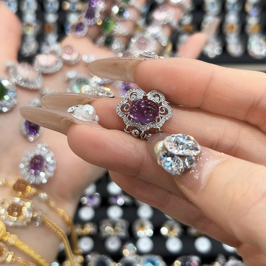 水晶金色拖不保色介意慎拍银托不掉色银S925镶嵌张*瑶