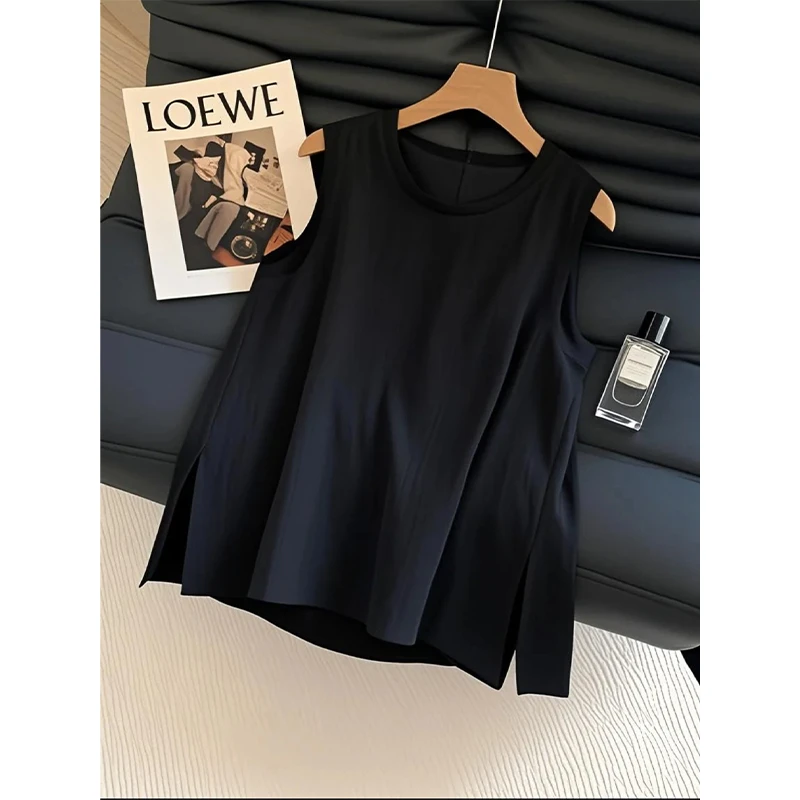 黑色新中式吊带背心女2025夏季新款内搭独特气质宽松显瘦无袖上衣