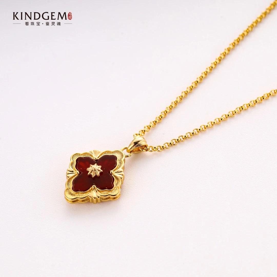 铜合金项链 复古气质红色简美幸运草百搭时尚项链 BW03XMIC-25869