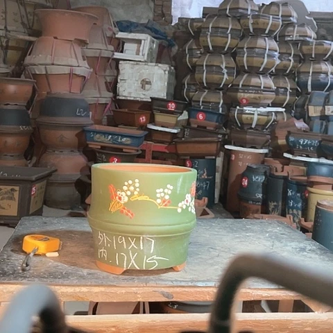 紫砂花盆竹节盆一个