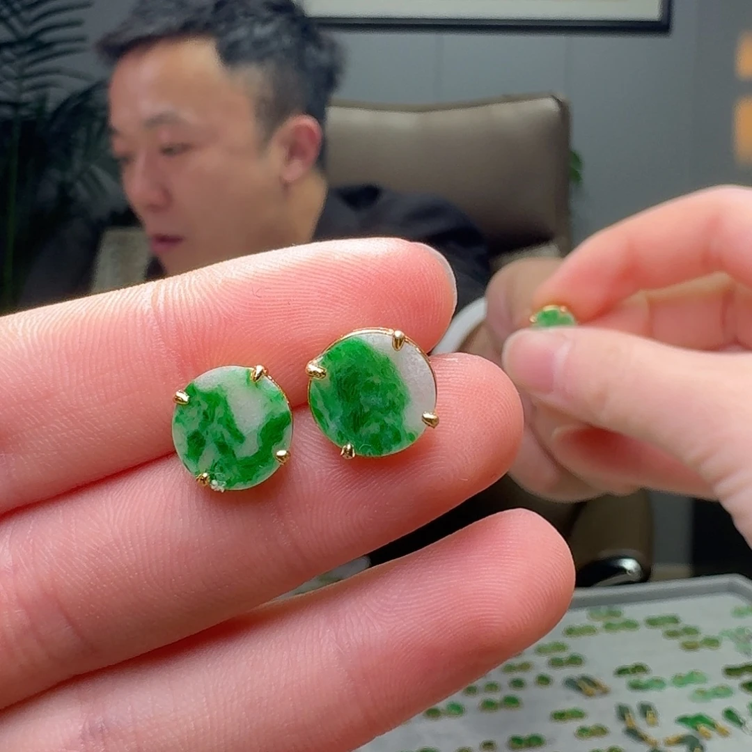 翡翠银S925镶嵌耳饰多样性发货其一