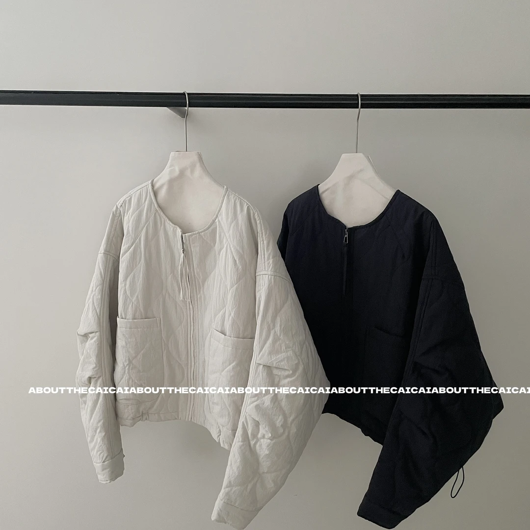 CAICAI圆领棉衣棉服外套女冬季新款韩系简约高级感保暖休闲棉袄