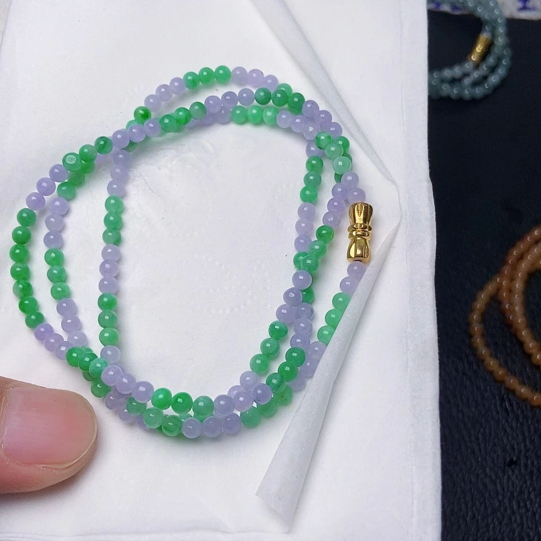 定制翡翠未镶嵌慷*妈项链